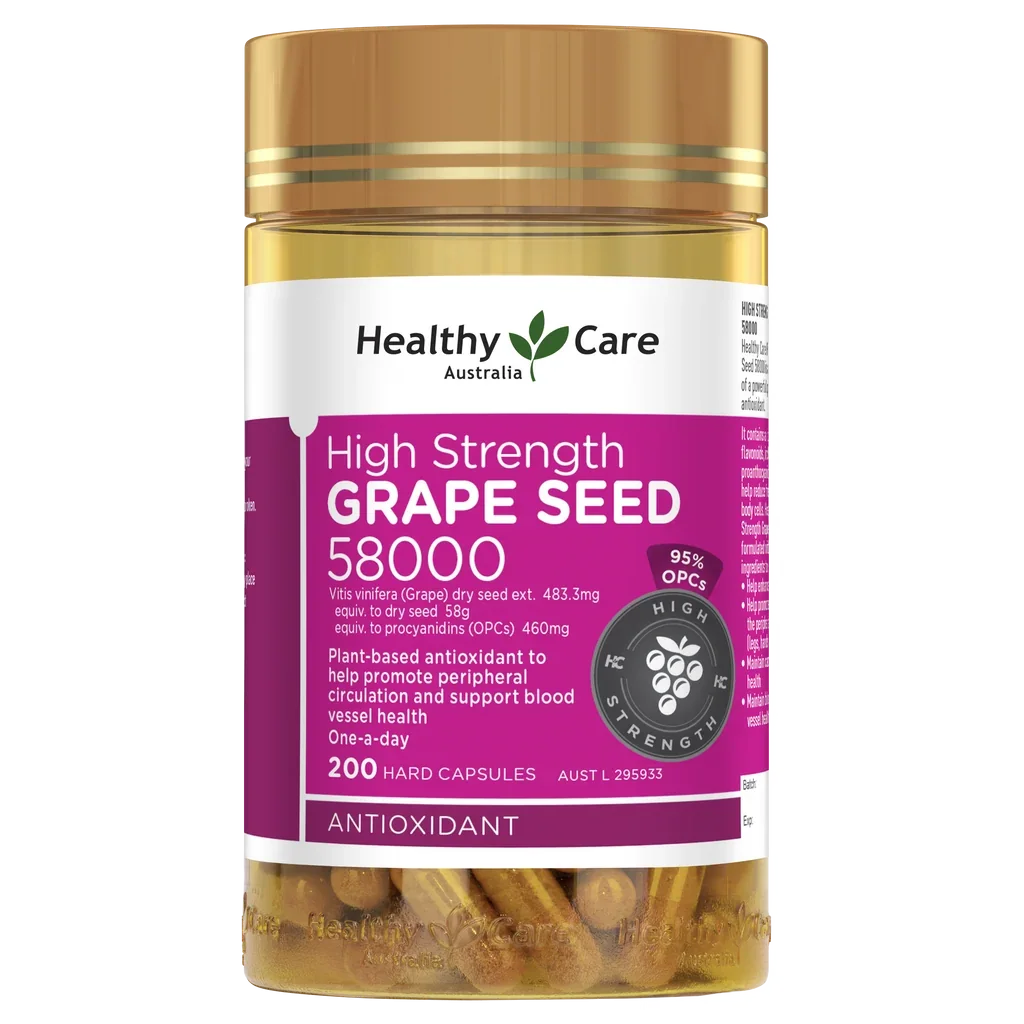 Healthy Care High Strength Grape Seed 58000 – 200 capsules