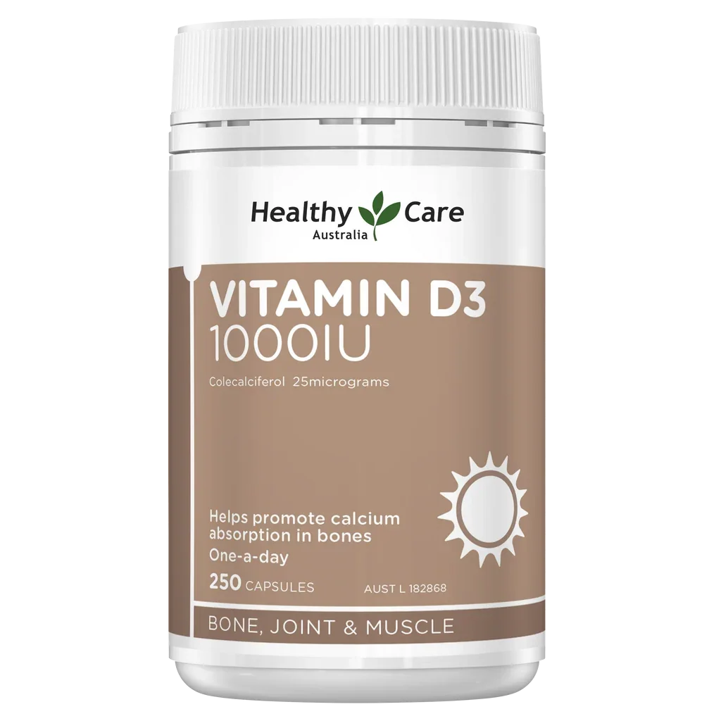 Healthy Care Vitamin D3 1000IU – 250 Capsules